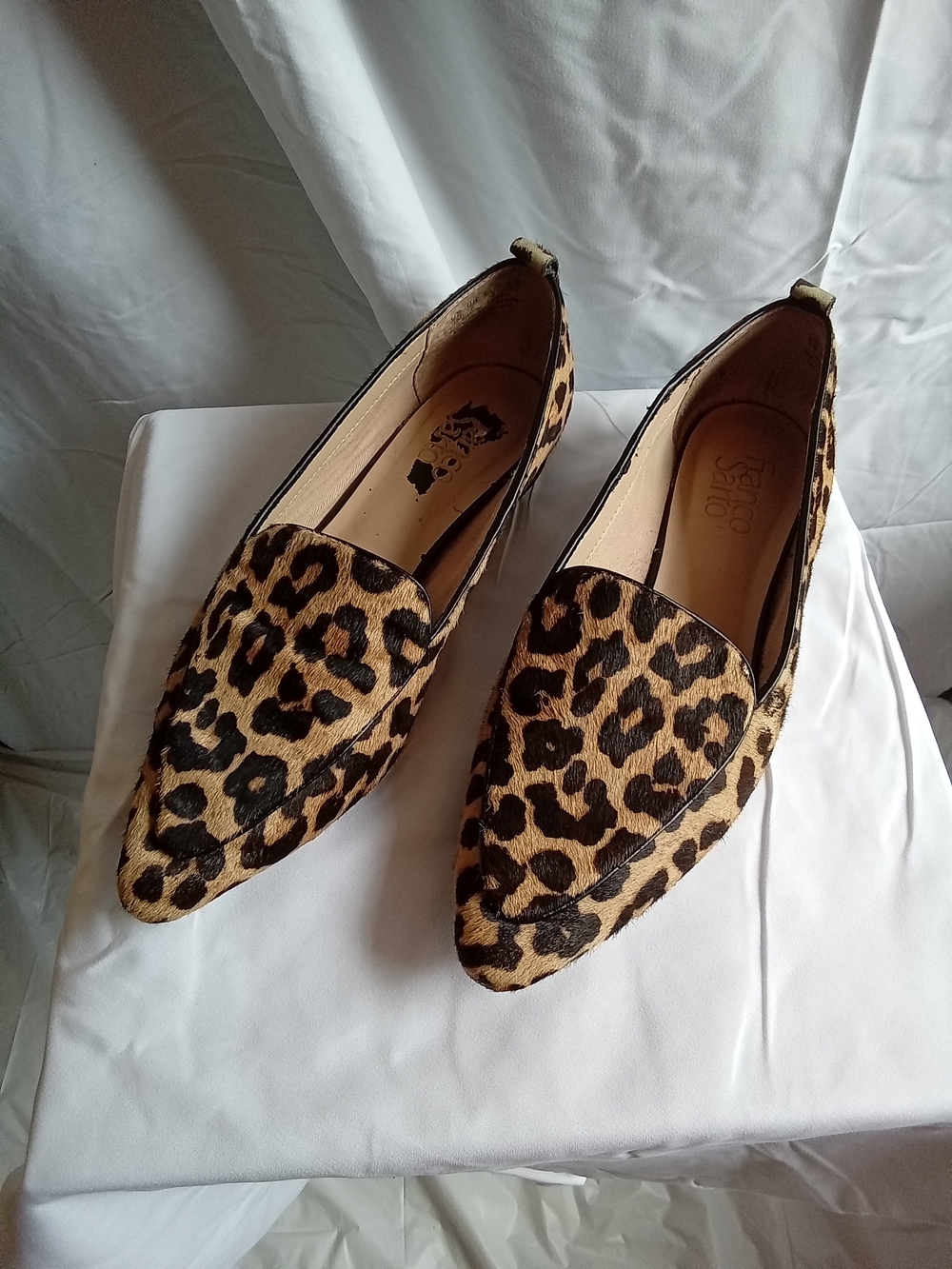 Franco Sarto Leopard-Pattern Pointed Toe Slip-On Flats